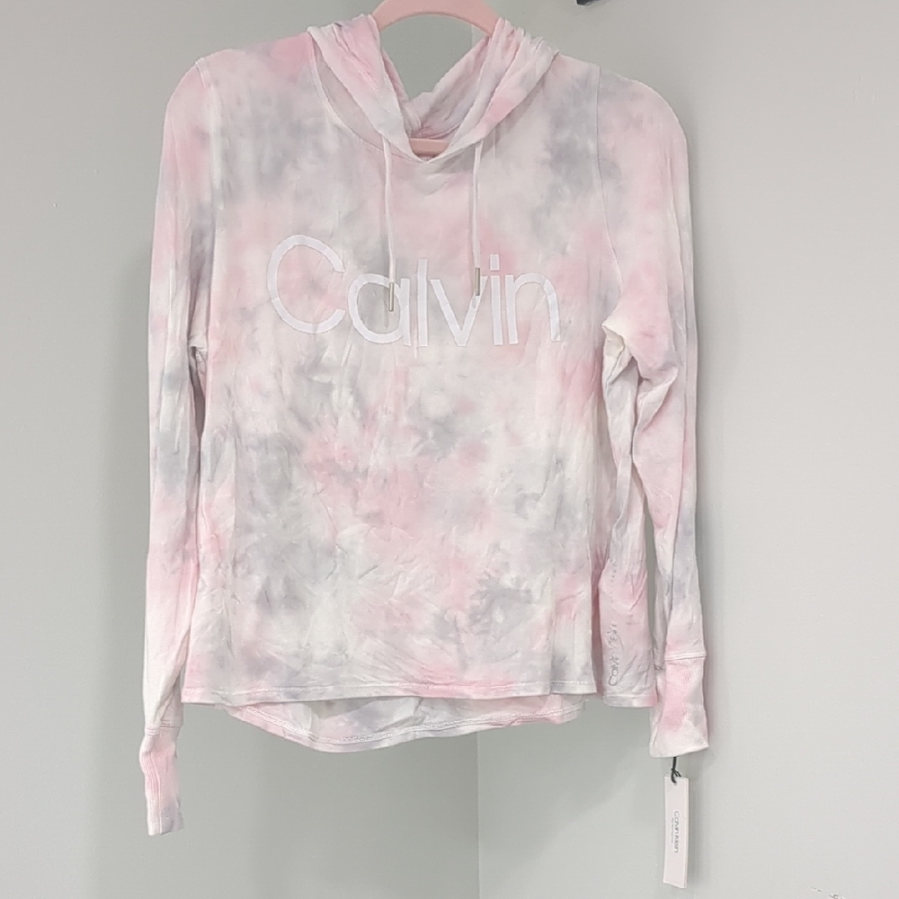 Calvin Klein Pink and Gray Hooded Sweatshirt